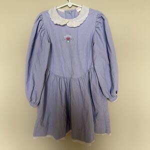 VTG OshKosh B'gosh Girls Corduroy Dress Size 6X Lace Trim USA Made 90s Cottage